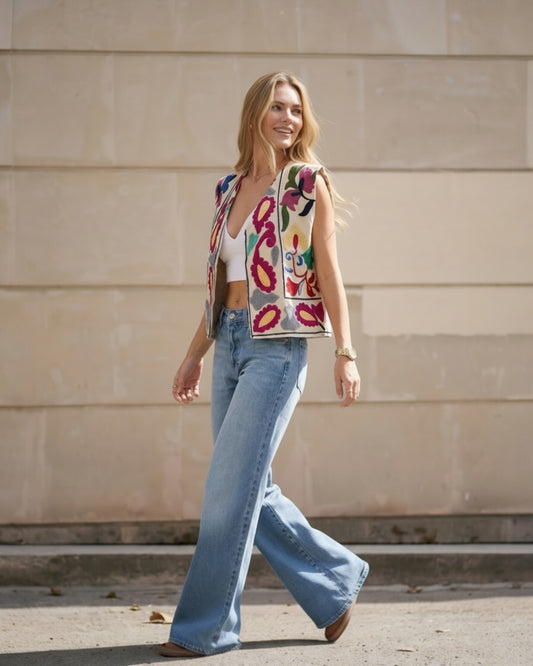 Handmade Multicolour Embroidered Vest