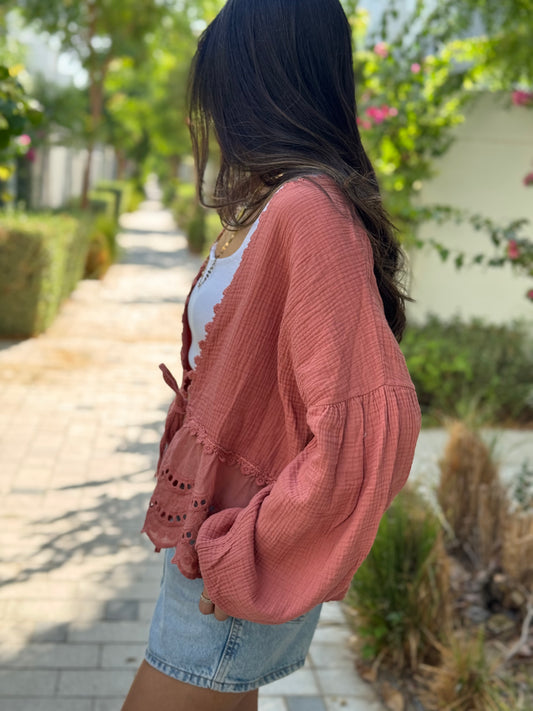 Old Rose Shirt with tie detail