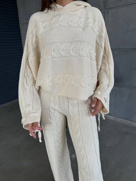 Cable Knit Hoodie Lounge Set