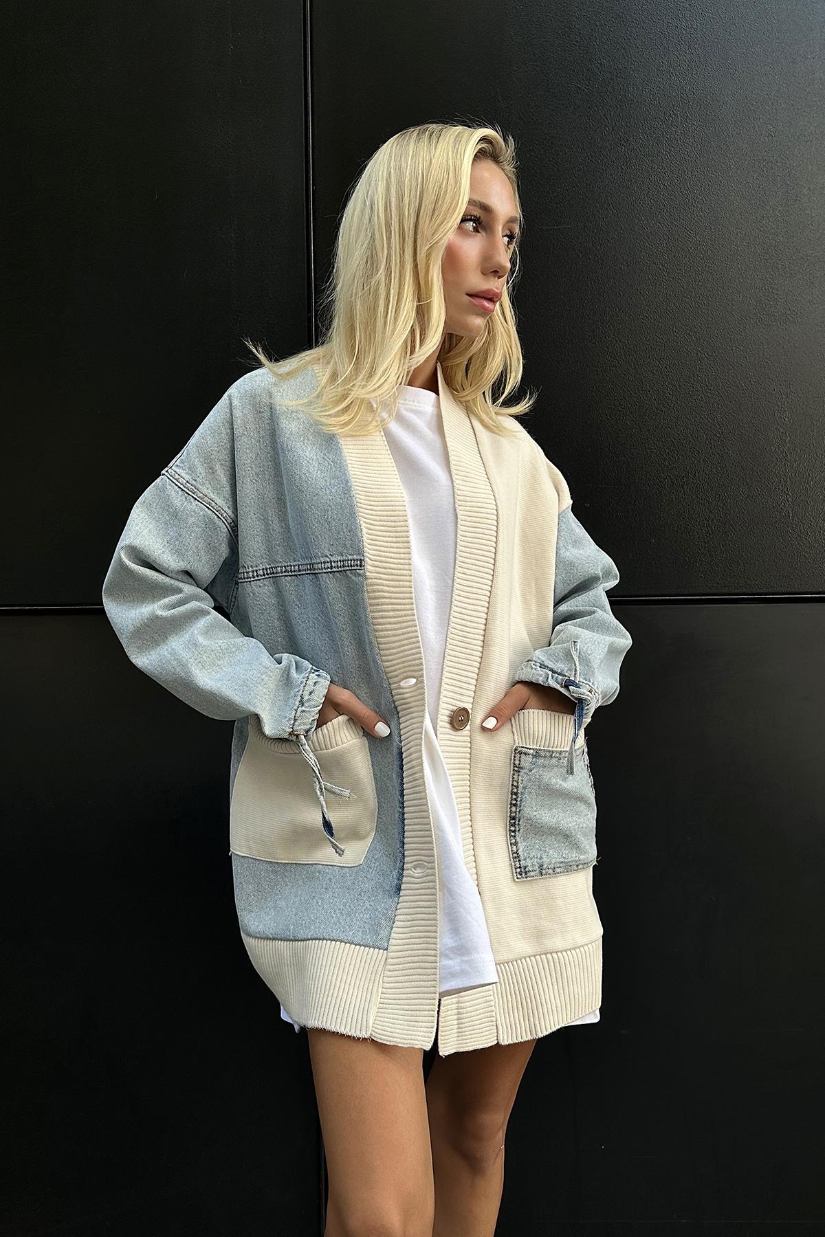 Denim Accent Cardigan