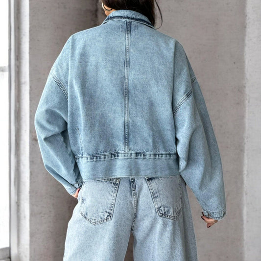 Double Breast Oversized Denim Jacket