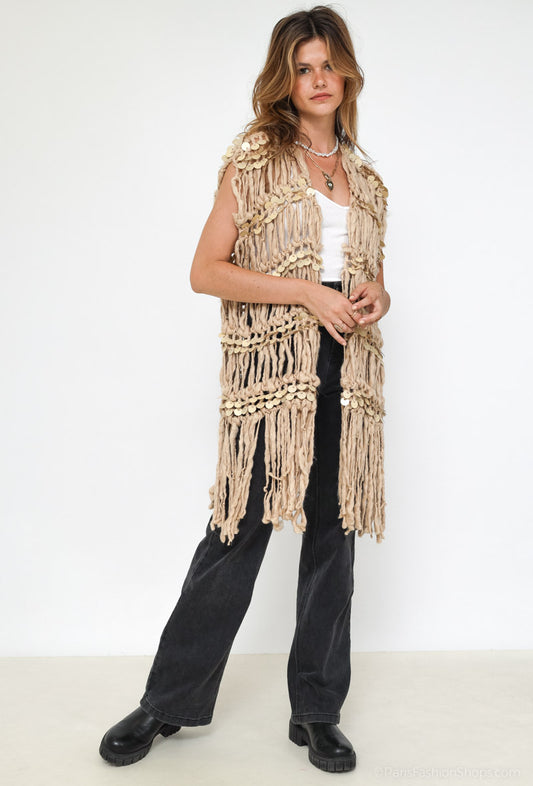 Fringed Sequin Vest