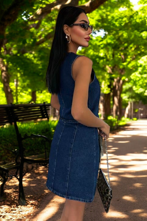 Button-Front Denim Set