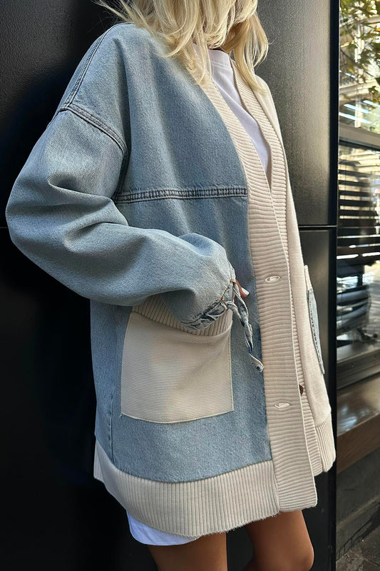 Denim Accent Cardigan