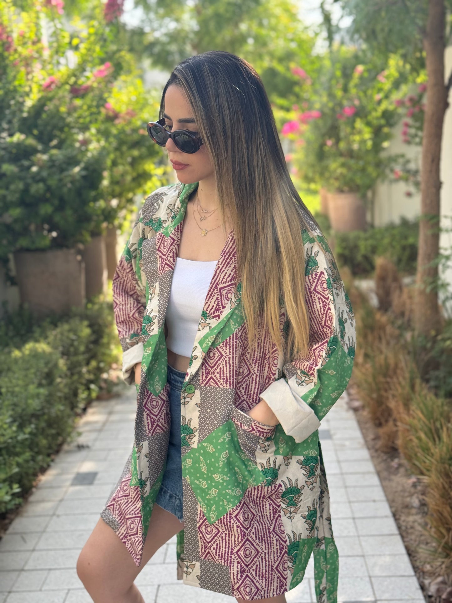 Patch Print Belted Jacket