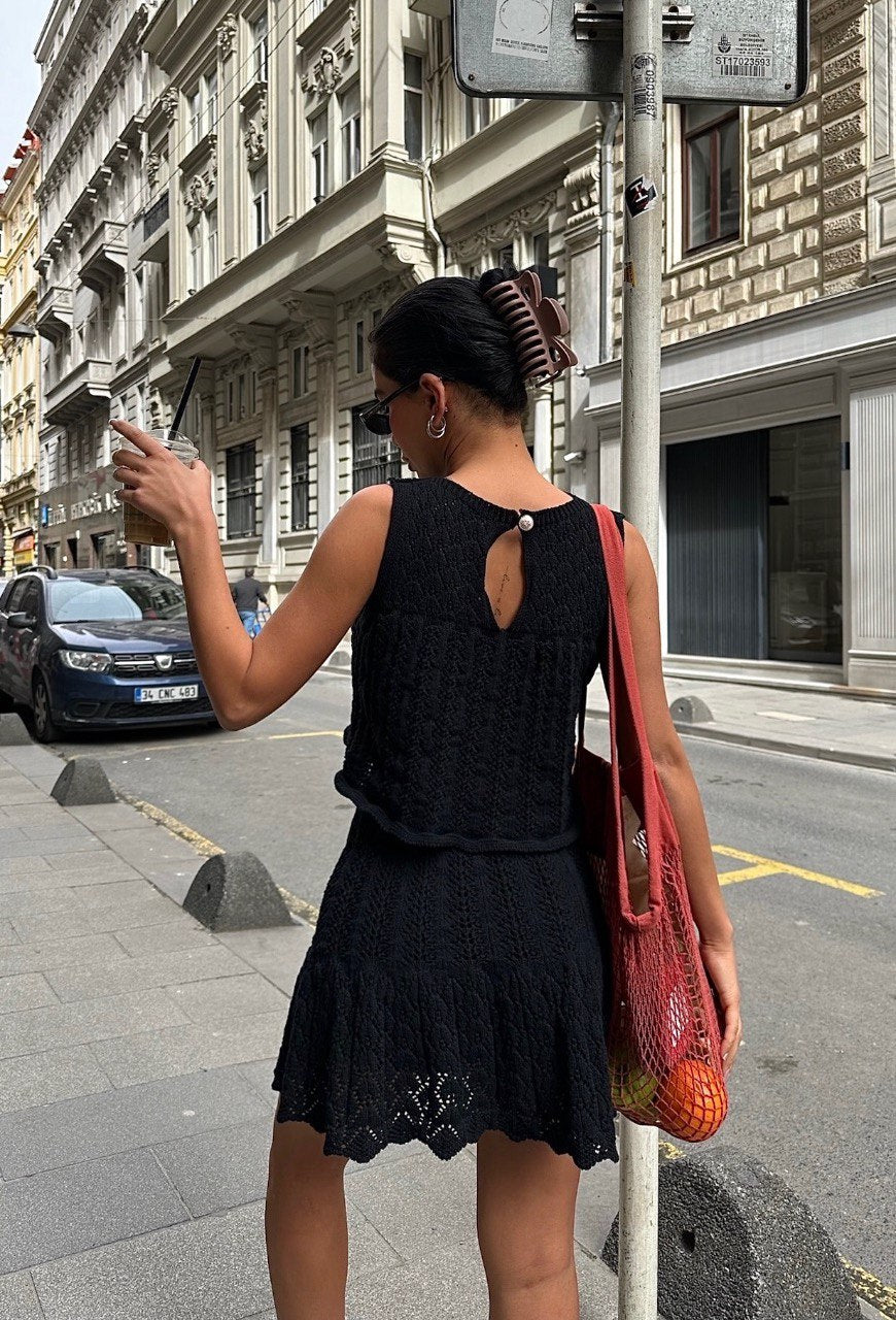 Black Knit Two Piece Set