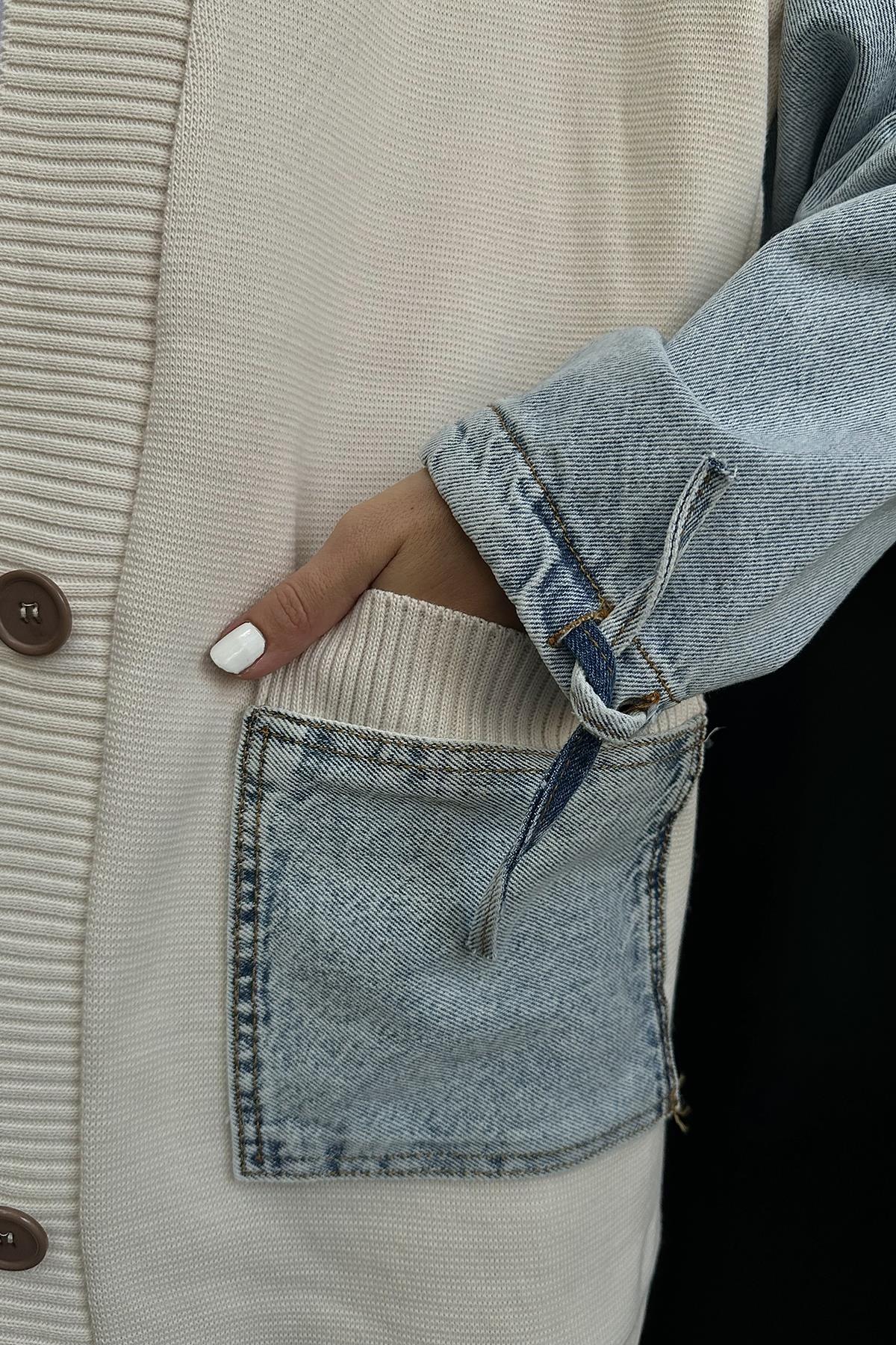 Denim Accent Cardigan