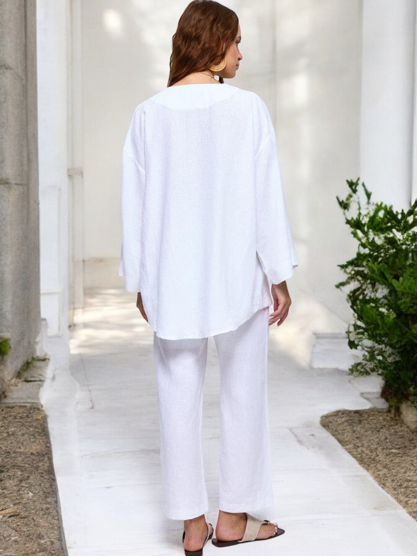 White Beaded Tie-Front Set