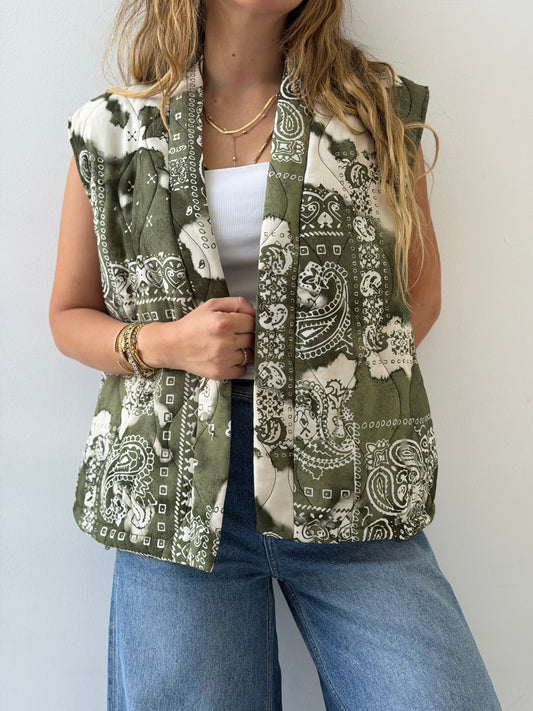 Olive Green Bandana Vest