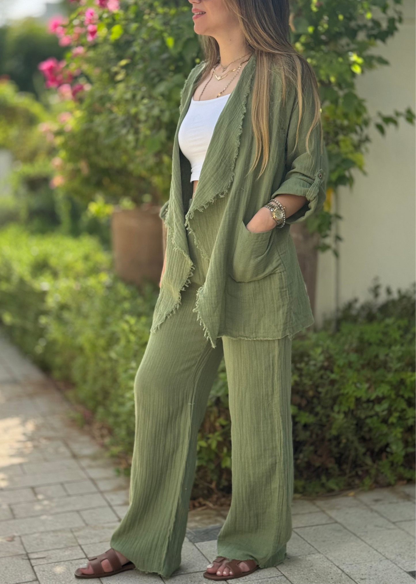 Frayed Olive Green Set