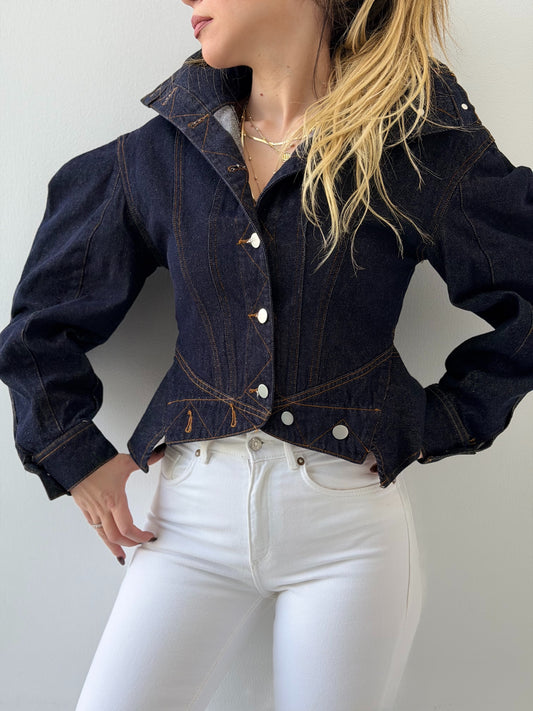 Sculpted Denim Statement Jacket