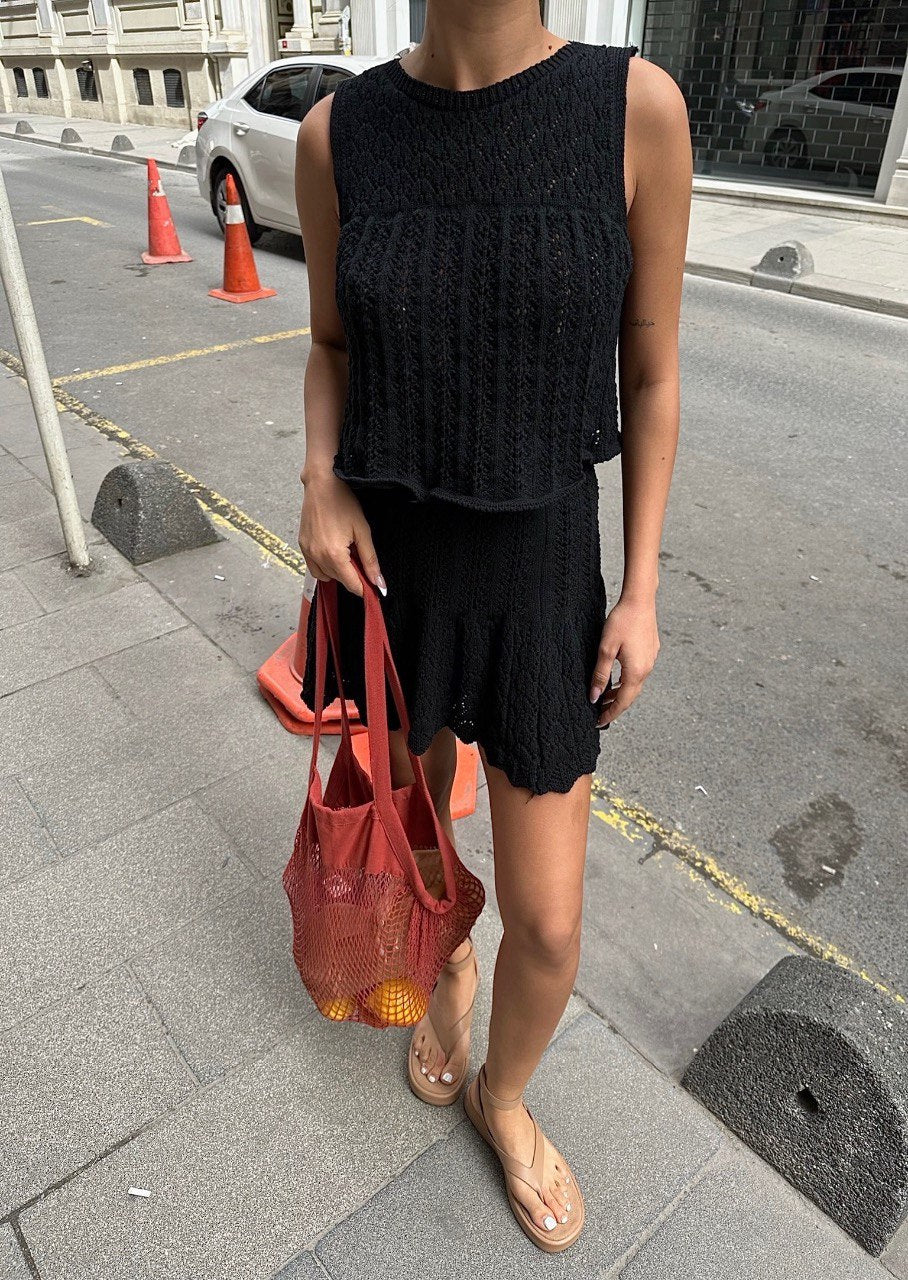 Black Knit Two Piece Set