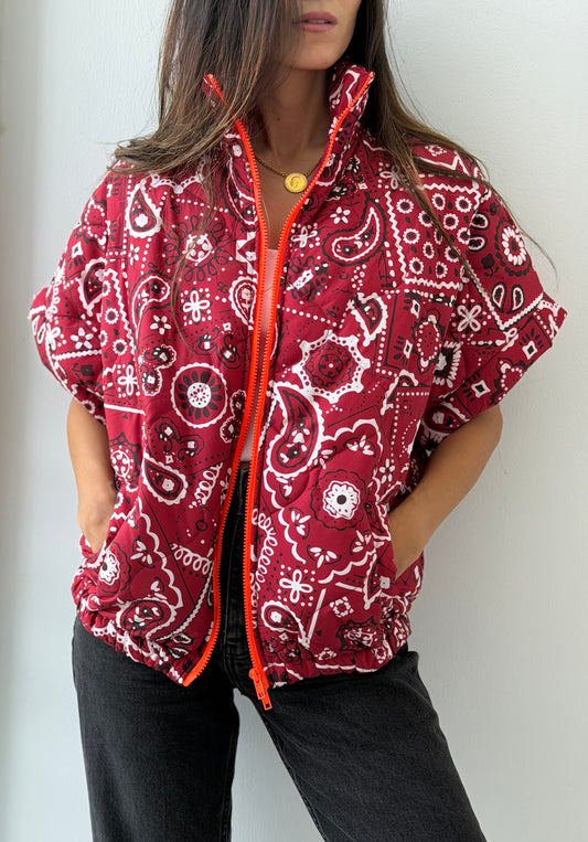 Bandana Print Quilted Vest
