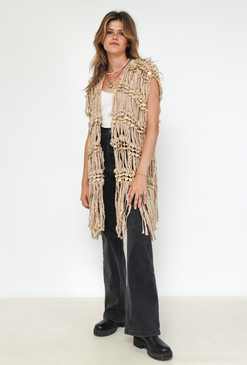 Fringed Sequin Vest