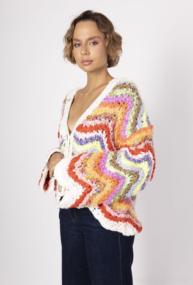 Multicolor Crochet Cardigan