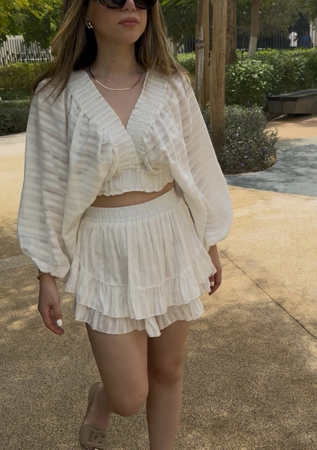 Balloon White Skirt Co-ord Set