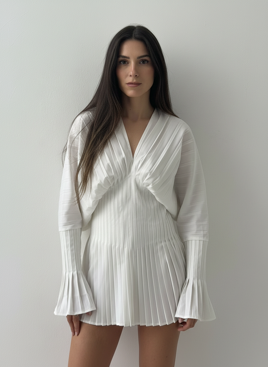 Pleated Flared Sleeve Shirt