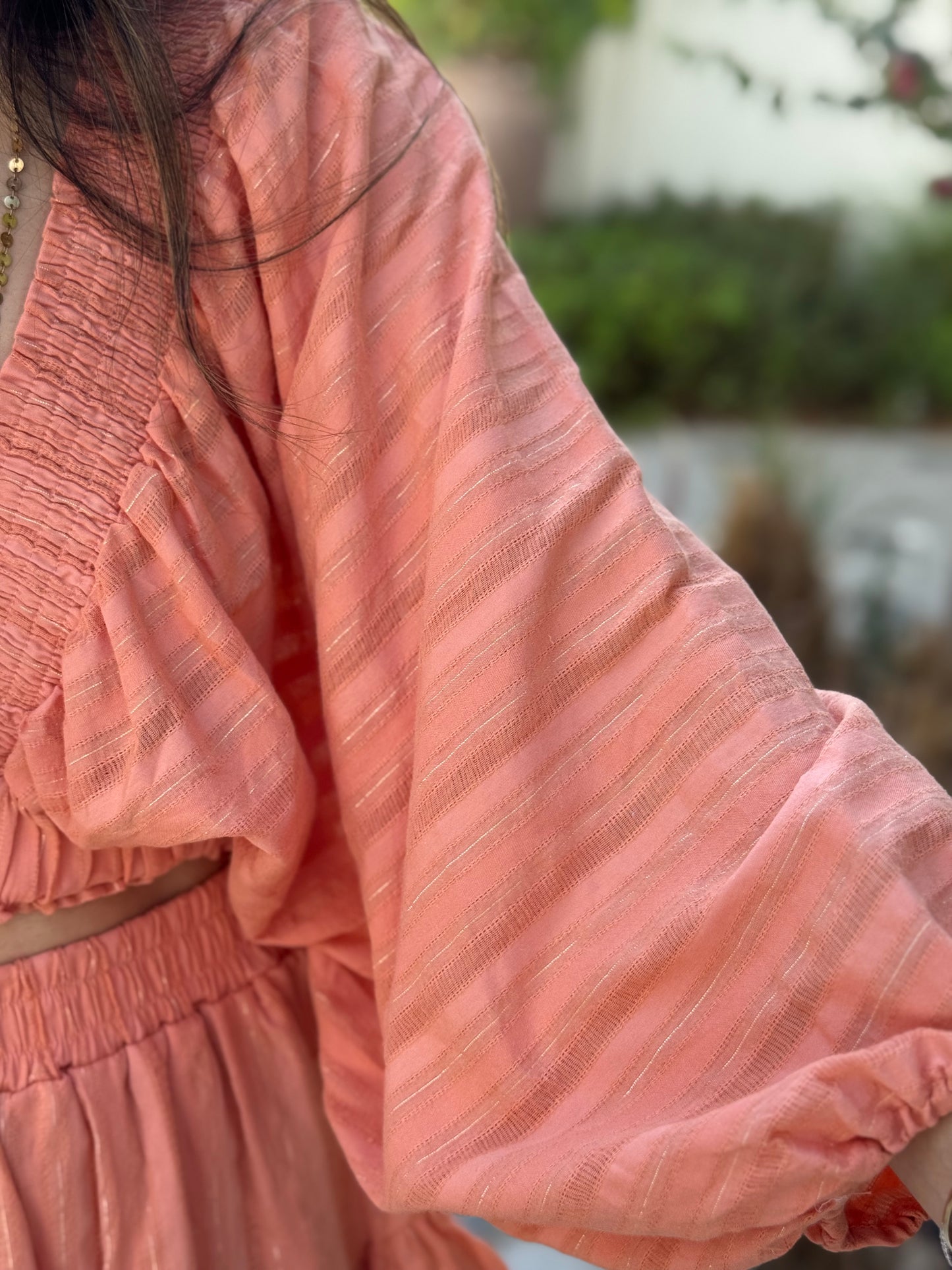 Ballon Peach Skirt Co-ord Set