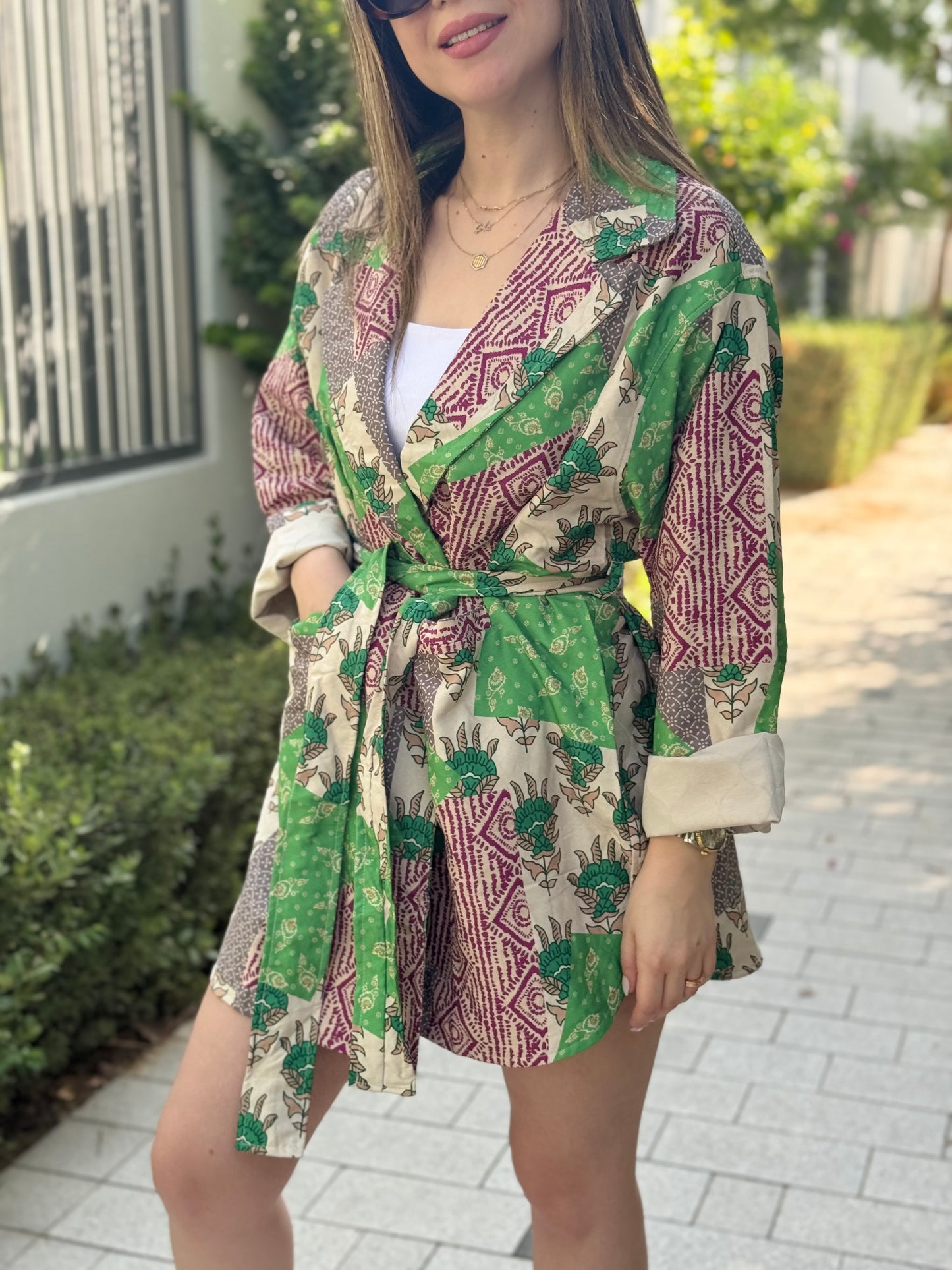 Patch Print Belted Jacket