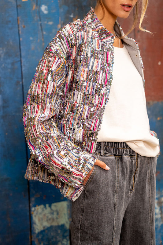 Sequin Mosaic Bomber Jacket