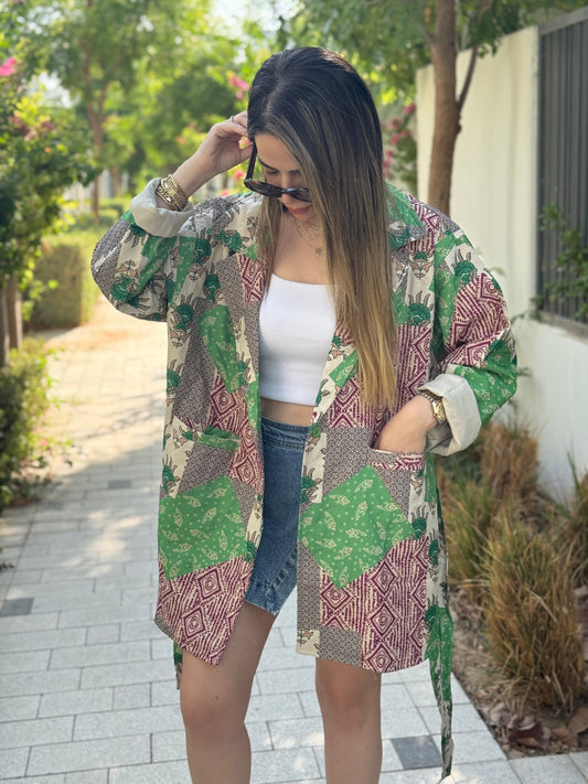 Patch Print Belted Jacket