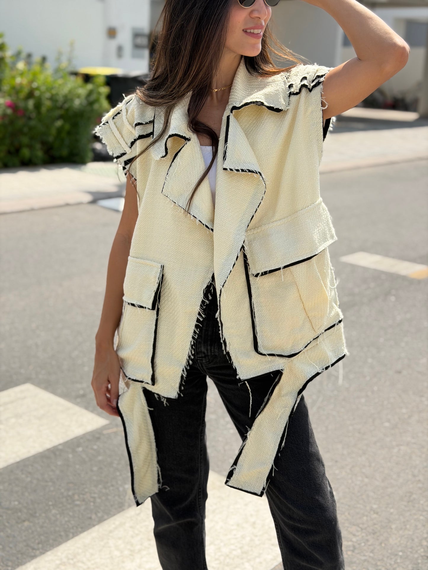 Frayed Edge Cargo Vest