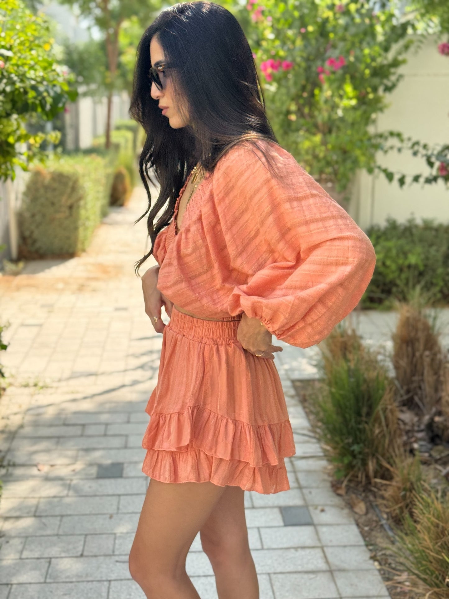 Ballon Peach Skirt Co-ord Set