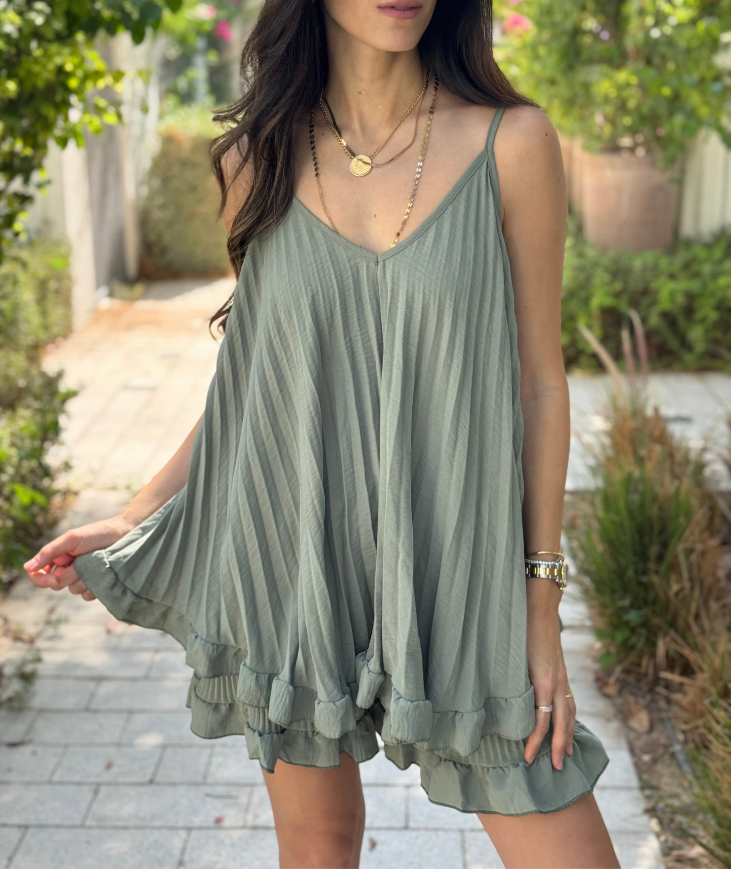 Khaki Ruffle Co-ord Set