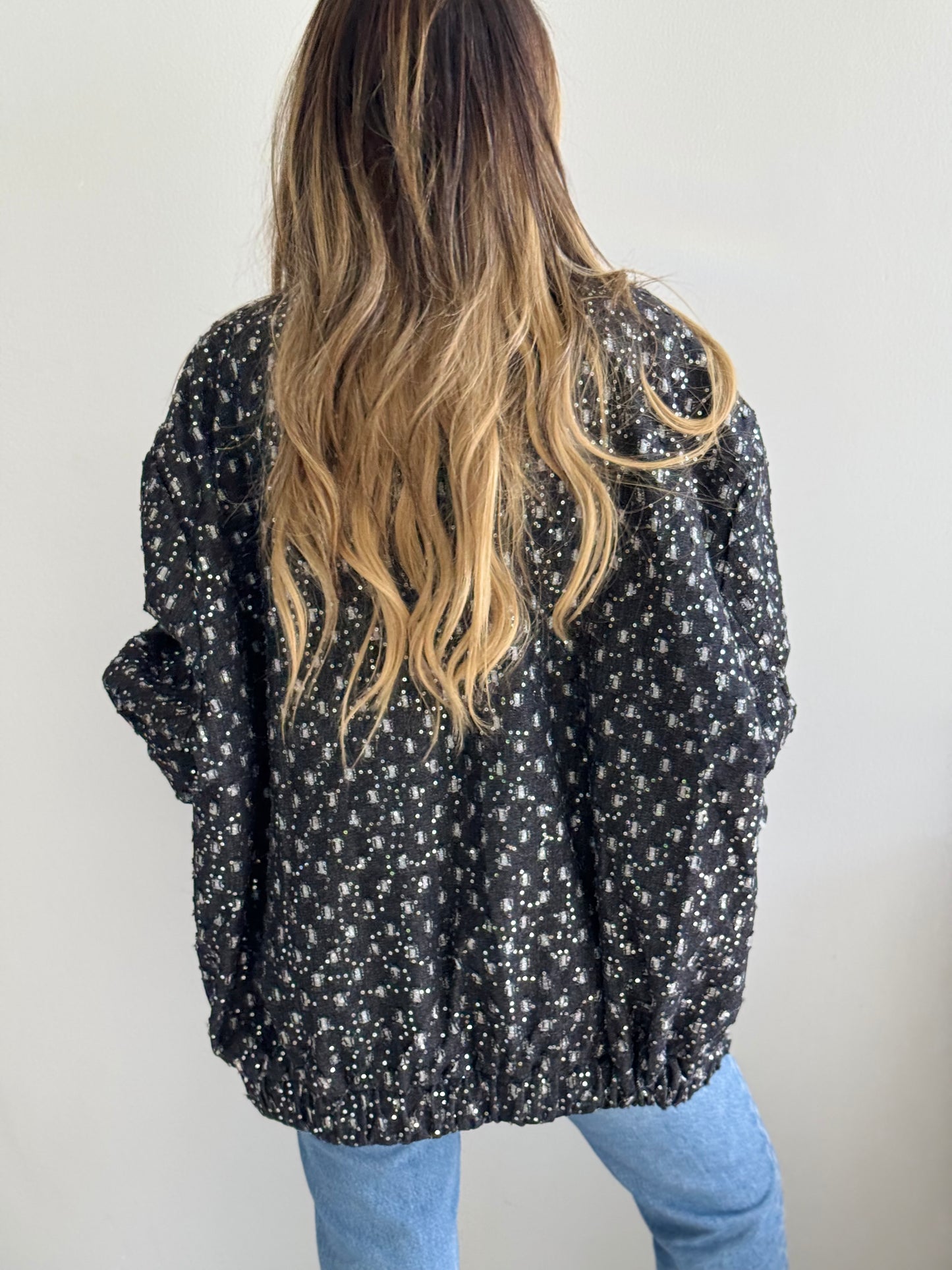 Black Oversized Embellished Denim Jacket