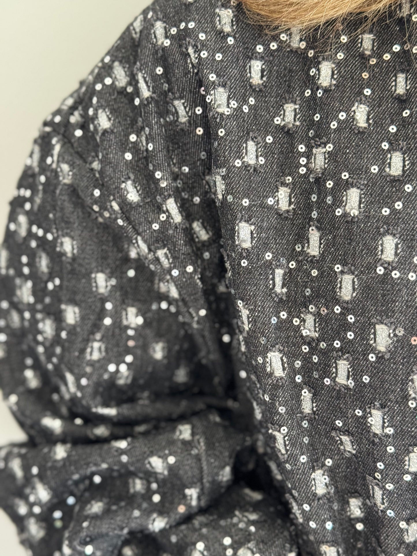 Black Oversized Embellished Denim Jacket