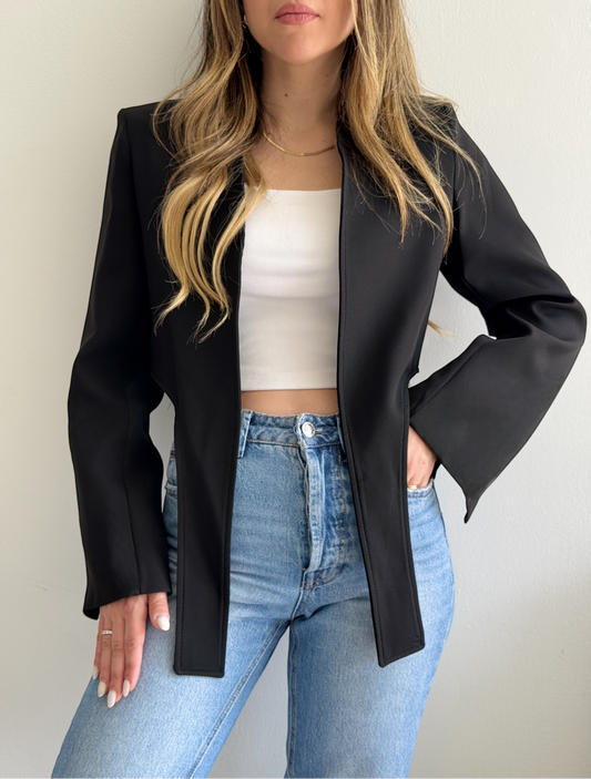 Black Cropped Cut-out Blazer