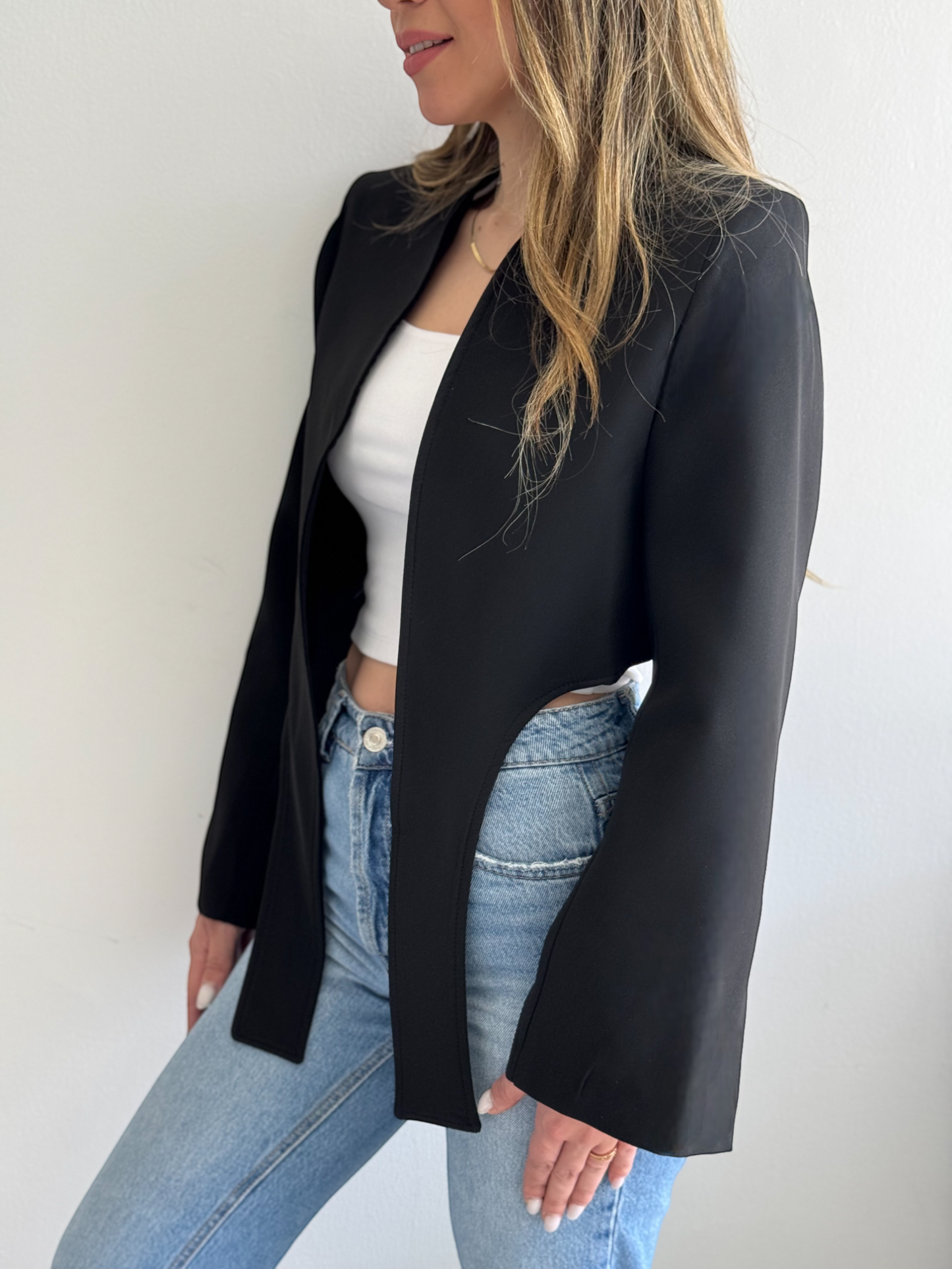 Black Cropped Cut-out Blazer