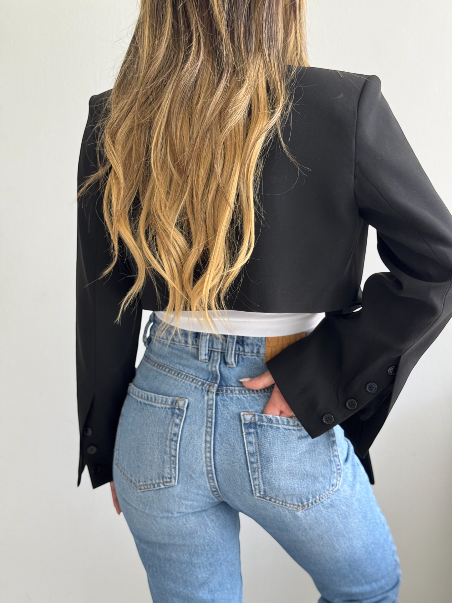 Black Cropped Cut-out Blazer