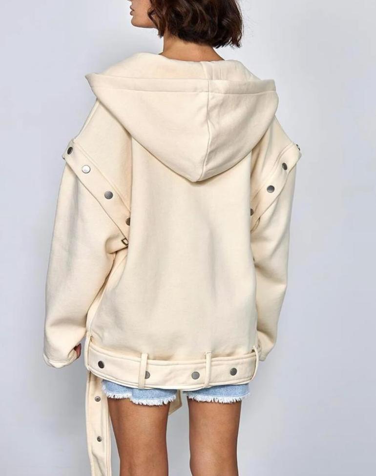 Oversized Cream Jacket with detachable Detail