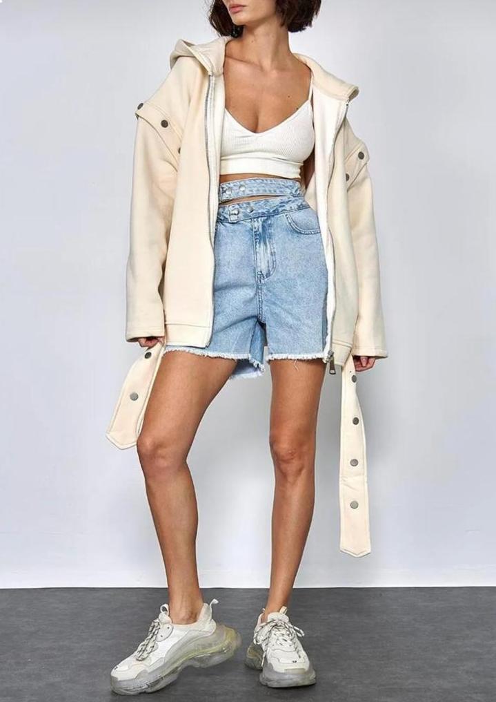 Oversized Cream Jacket with detachable Detail
