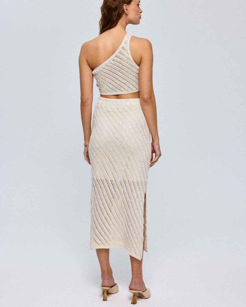 Gold Shimmer One-Shoulder Knit Set