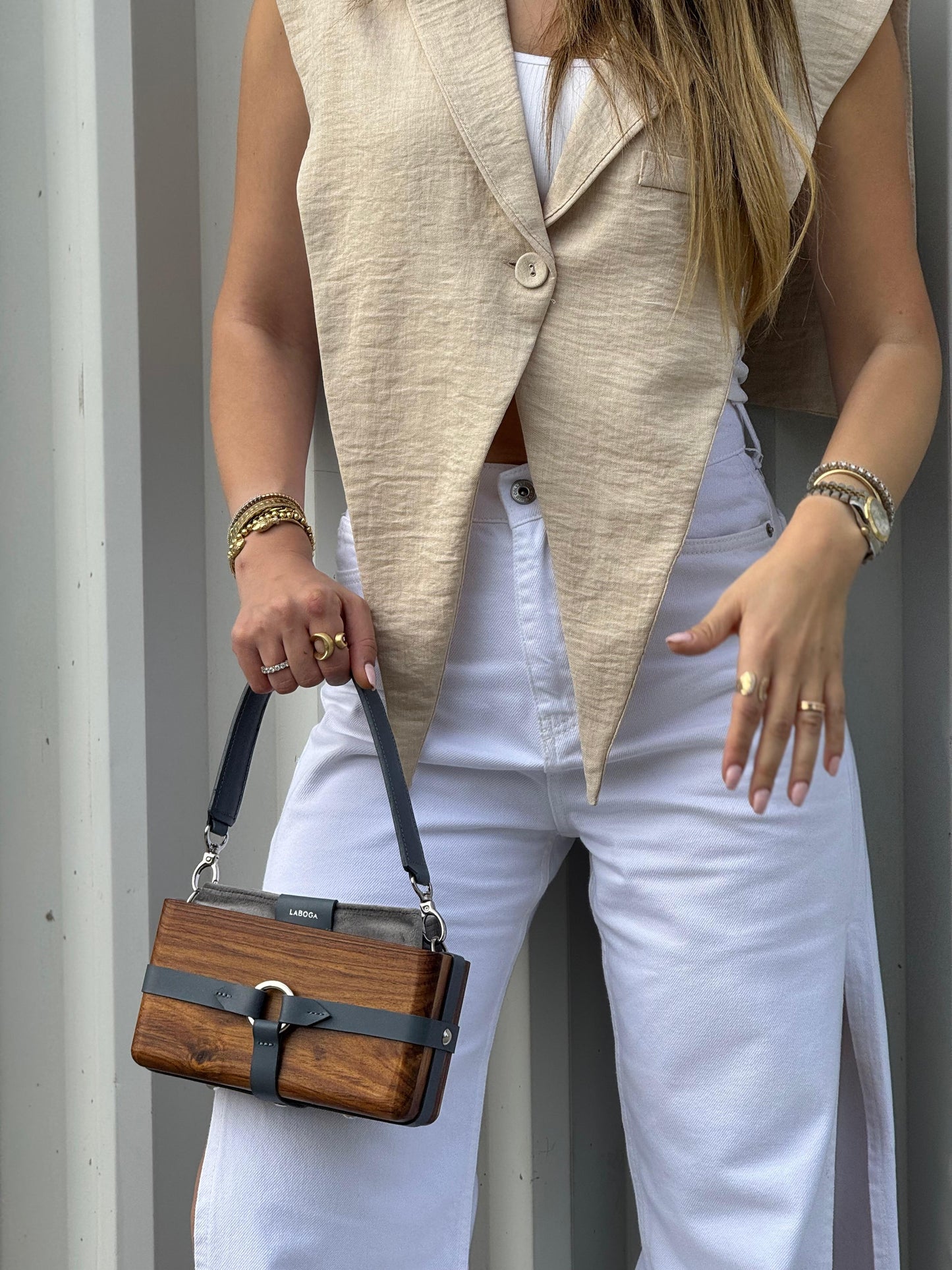 White Slit-Leg Denim Pants