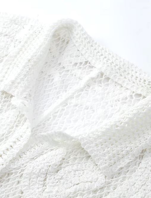 White Crochet Pants Set