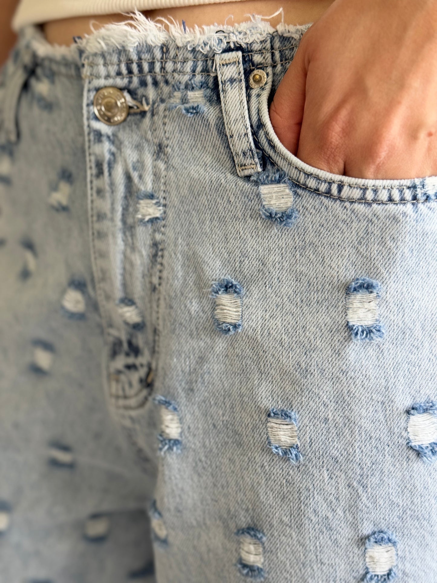 Distressed Flare Denim Jeans