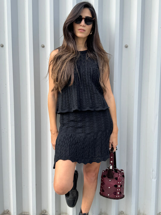 Black Knit Two Piece Set