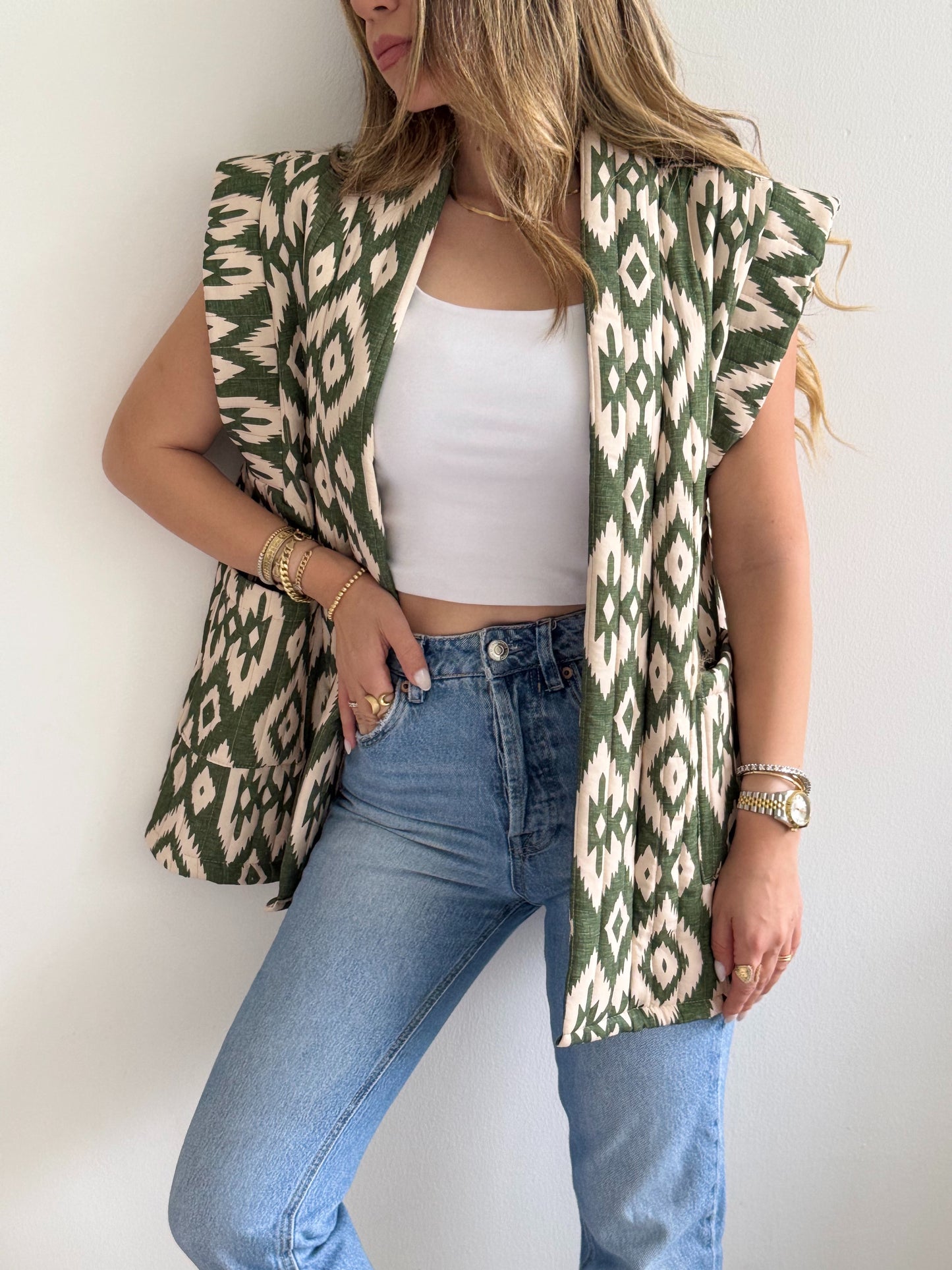 Oversized Patterned Vest