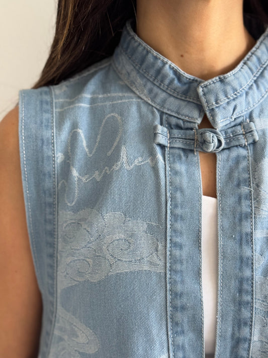 Jacquard Denim Vest