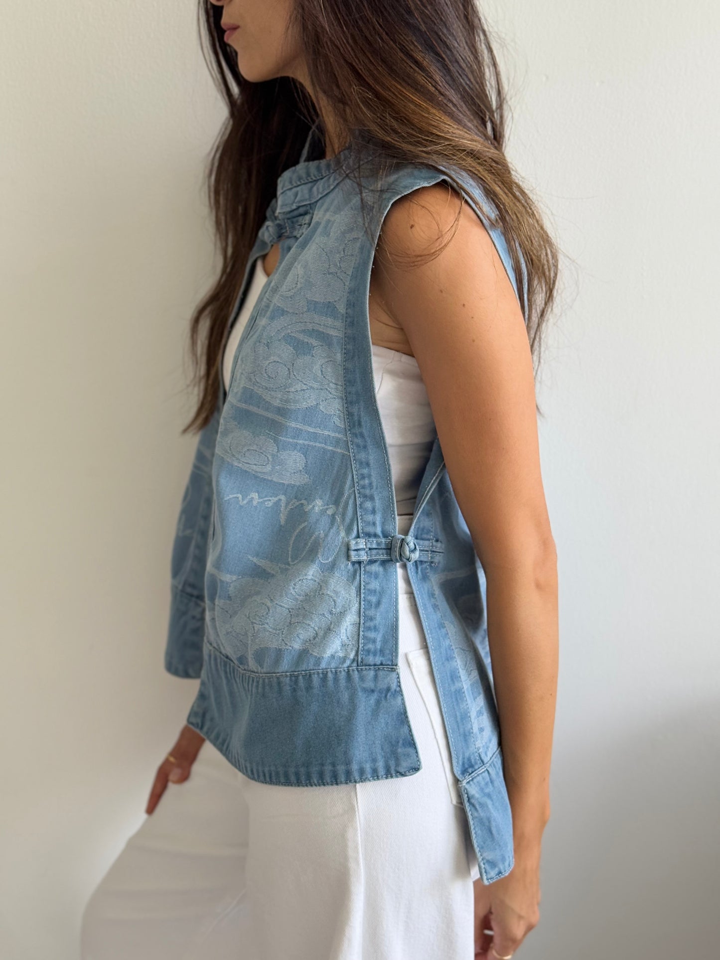 Jacquard Denim Vest