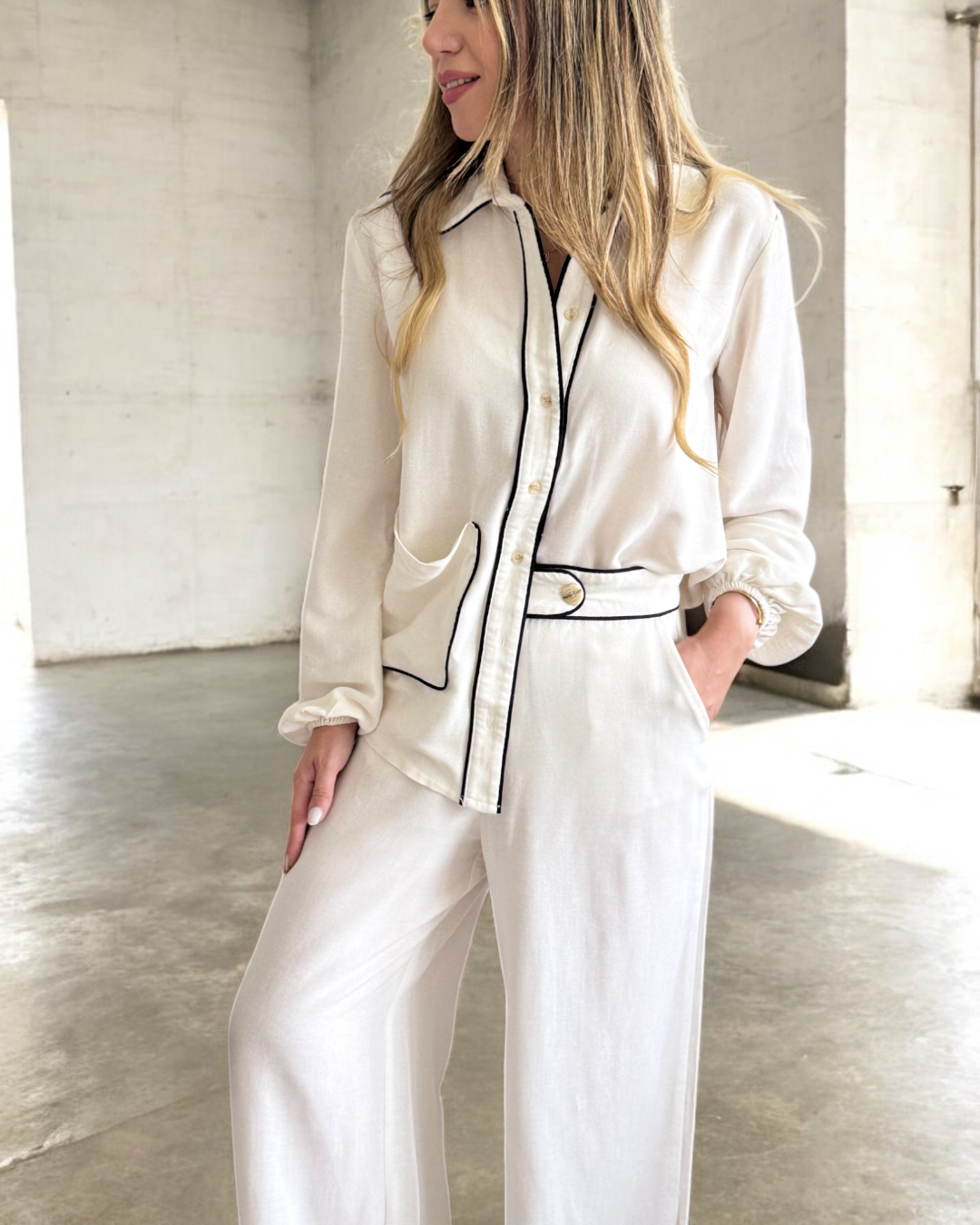 Lined Linen Long Sleeve Set