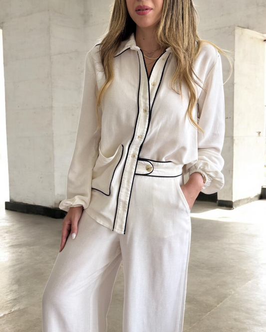 Lined Linen Long Sleeve Set