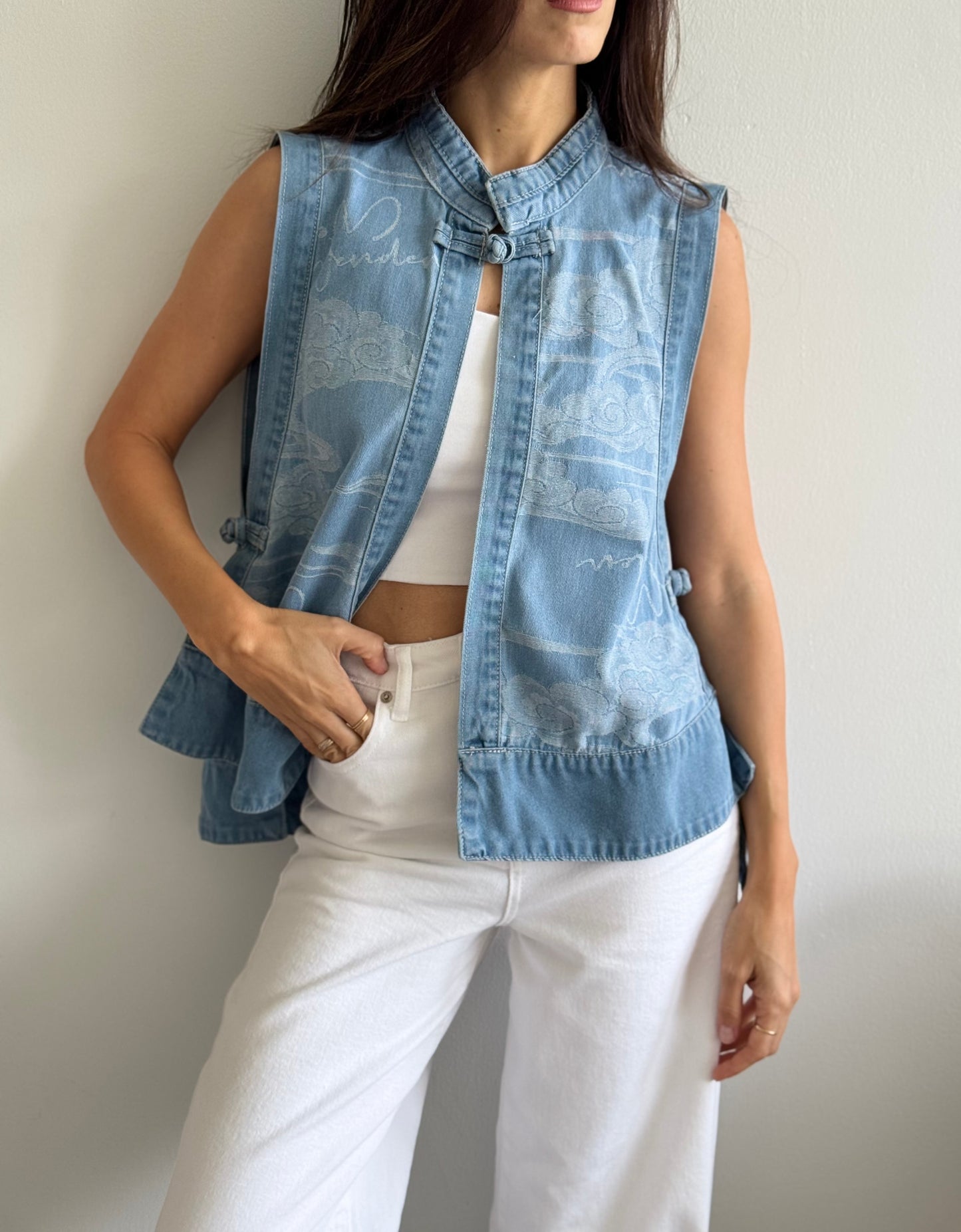 Jacquard Denim Vest