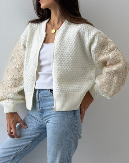 Textured knit cardigan