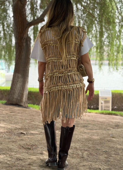 Fringed Sequin Vest
