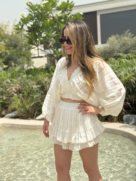 Balloon White Skirt Co-ord Set