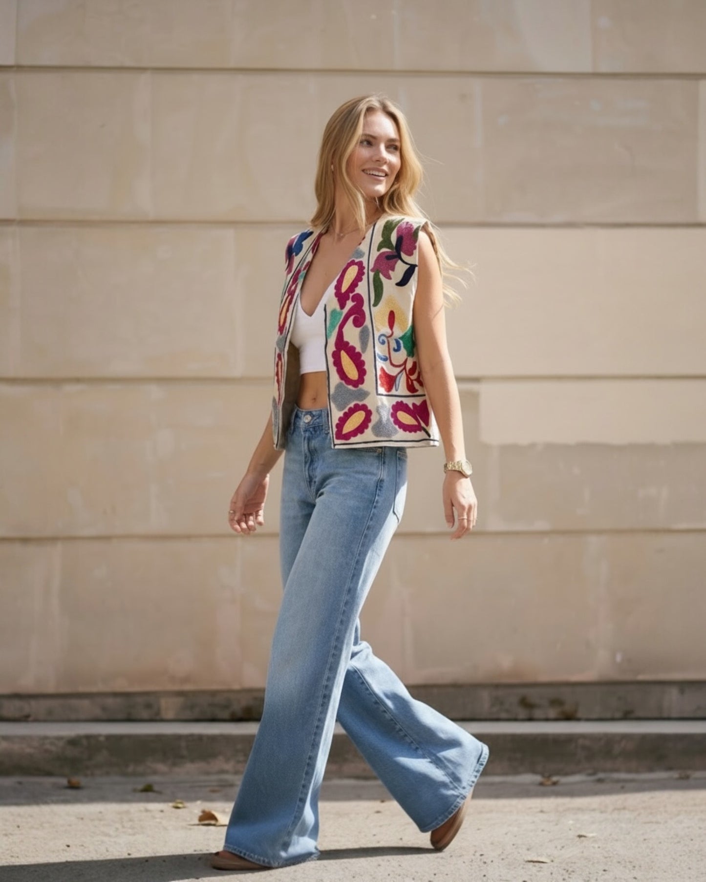 Handmade Multicolour Embroidered Vest